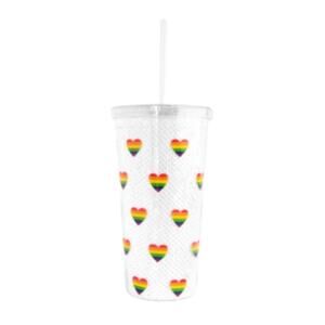 New !Pride Rainbow Heart Foil Water Bottle